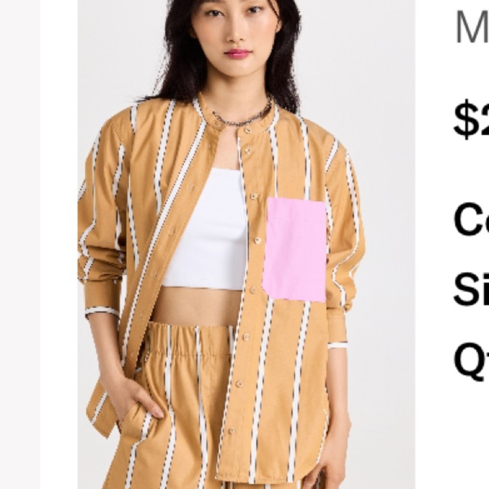 Striped Shirt with Pink Pocket- Size 32 (XS)